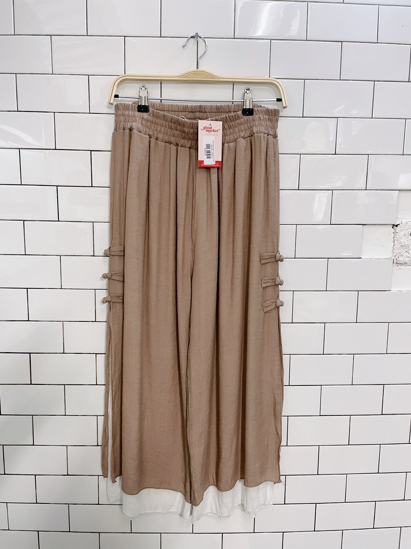 flowy layered qipao crop wide leg pants