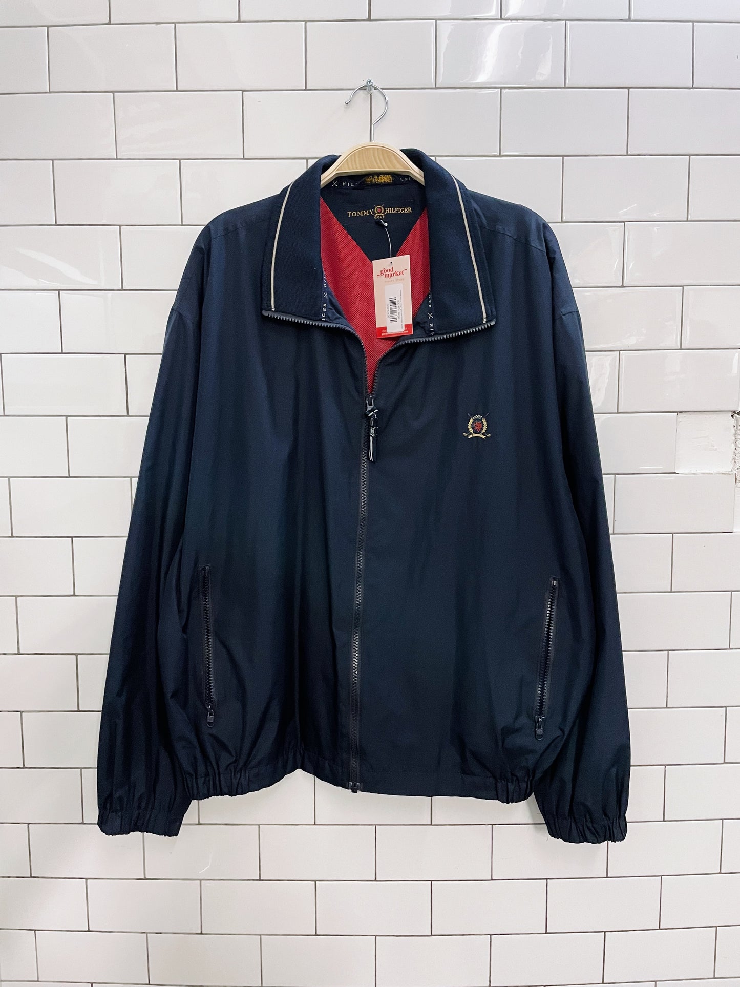 vintage tommy hilfiger golf crest bomber jacket