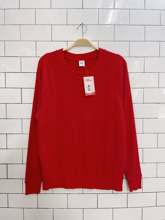tna red waffle long sleeve top