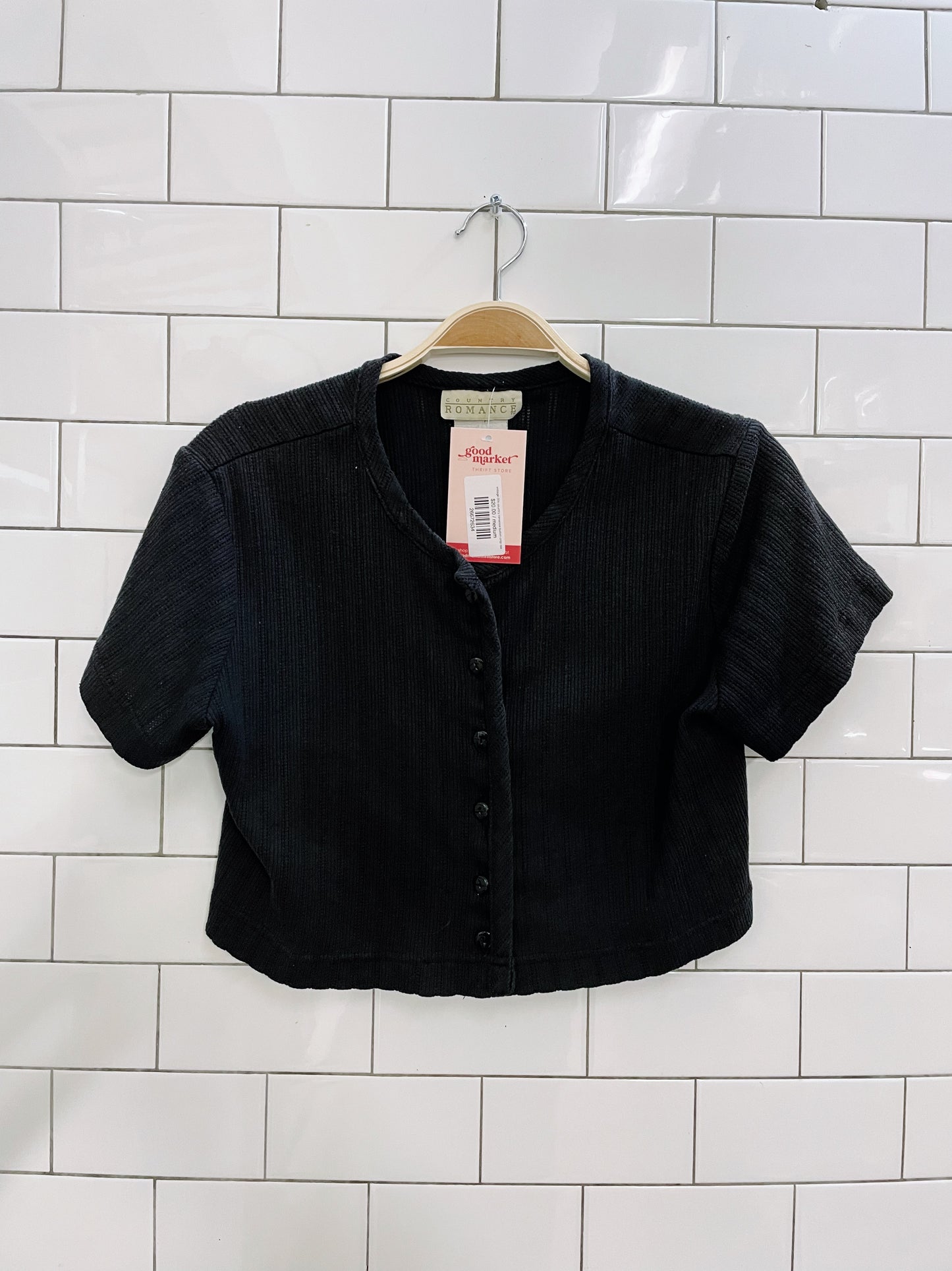 vintage 00s country romance button crop tee