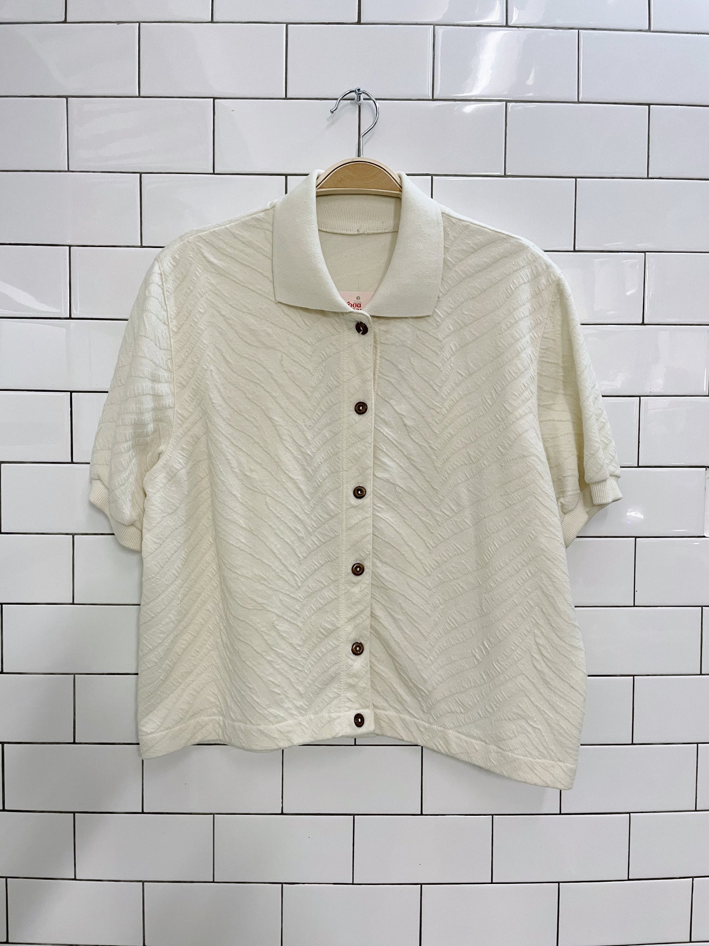 vintage textured short sleeve knit polo