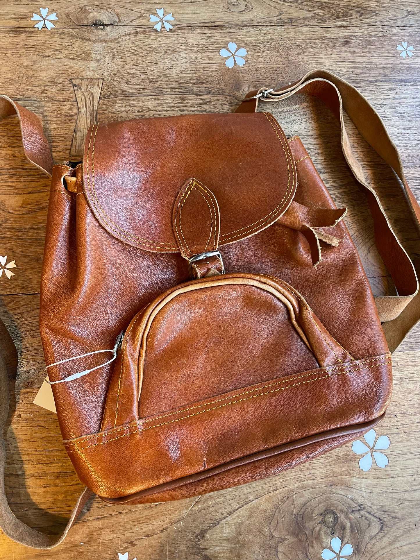 handmade small leather backpack