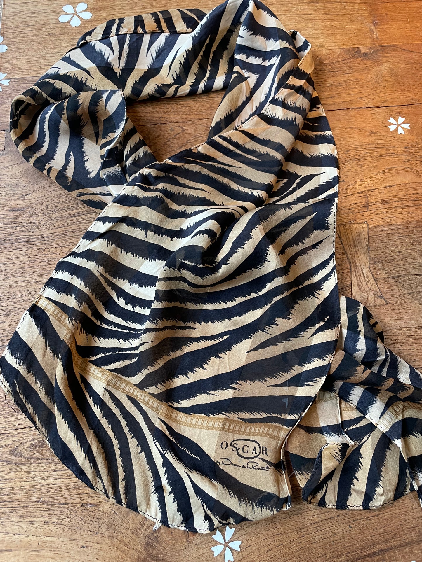 vintage oscar de la renta animal print silk scarf