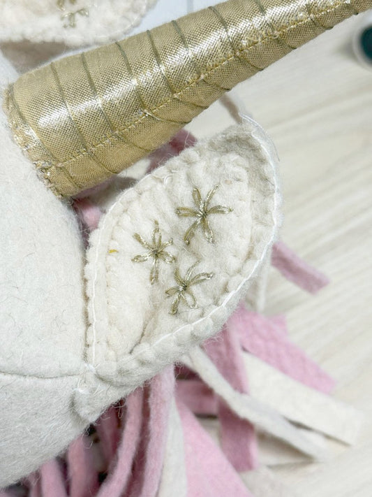 indaba handmade wool - blend unicorn head wall mount - good market thrift store