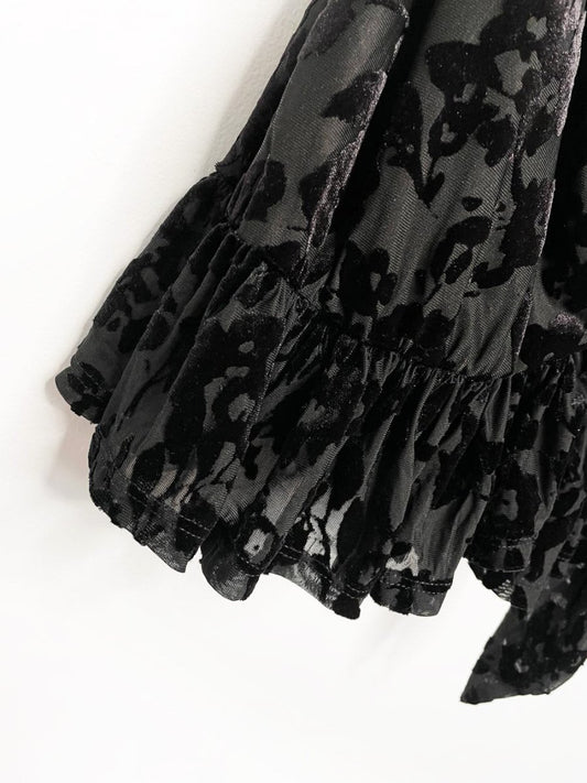 intimately free people olivia burnout velvet ruffle hem mini dress - good market thrift store