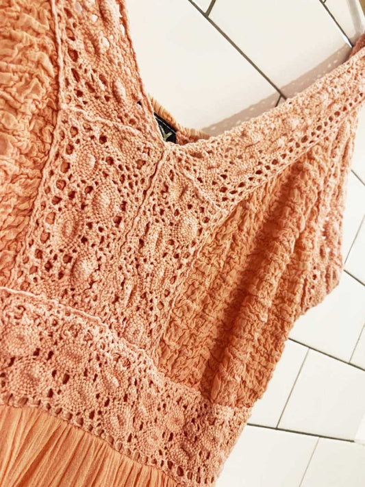 ivy boho crochet tiered maxi sun dress - good market thrift store