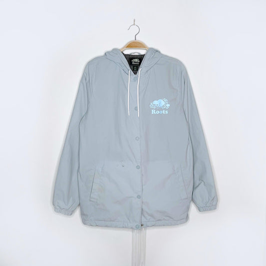roots baby blue nylon snap button spring jacket