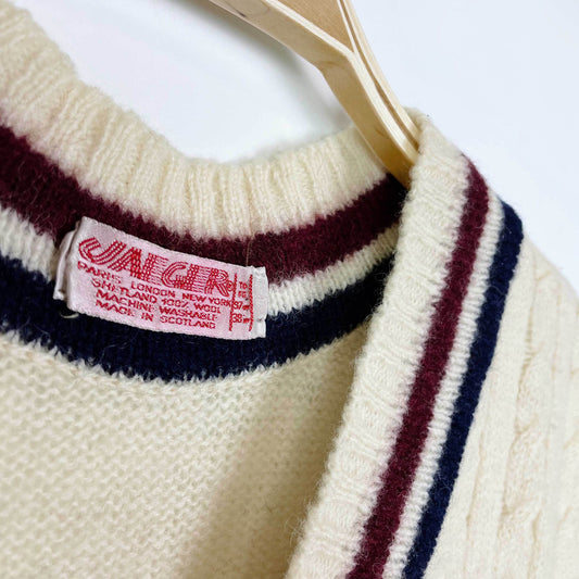 vintage jaeger shetland wool cable knit sweater vest - size