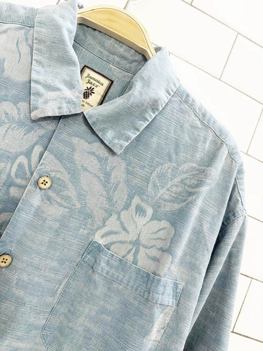 jamaica jaxx 100% silk tropical resort shirt - good market thrift store