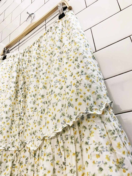 japna prairie tiered floral lined cotton midi maxi skirt - good market thrift store