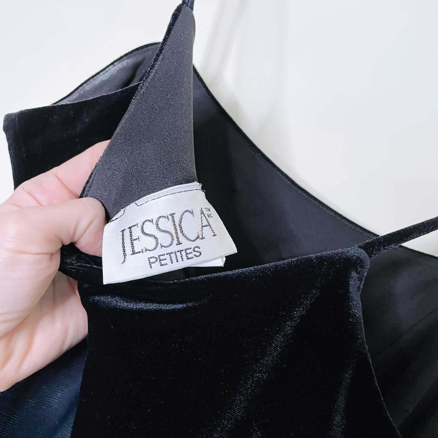 vintage jessica velvet rosette sheer blue metallic gown - size 10