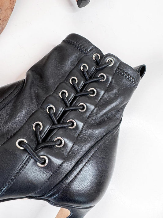 jimmy choo mallory butter leather corset heeled sock boots | made in Italy - good market thrift store