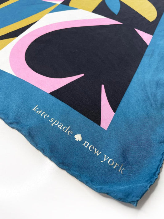 kate spade 100% silk animal faces scarf | hand - rolled edge - good market thrift store