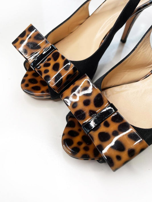 kate spade patent animal print bow slingback pumps - good market thrift store
