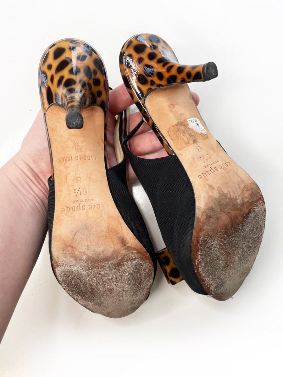 kate spade patent animal print bow slingback pumps - good market thrift store