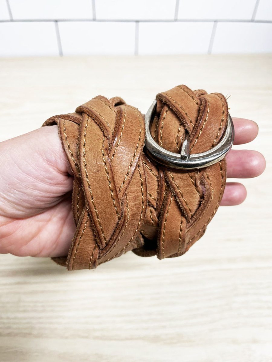 kismet leather braided belt - good market thrift store