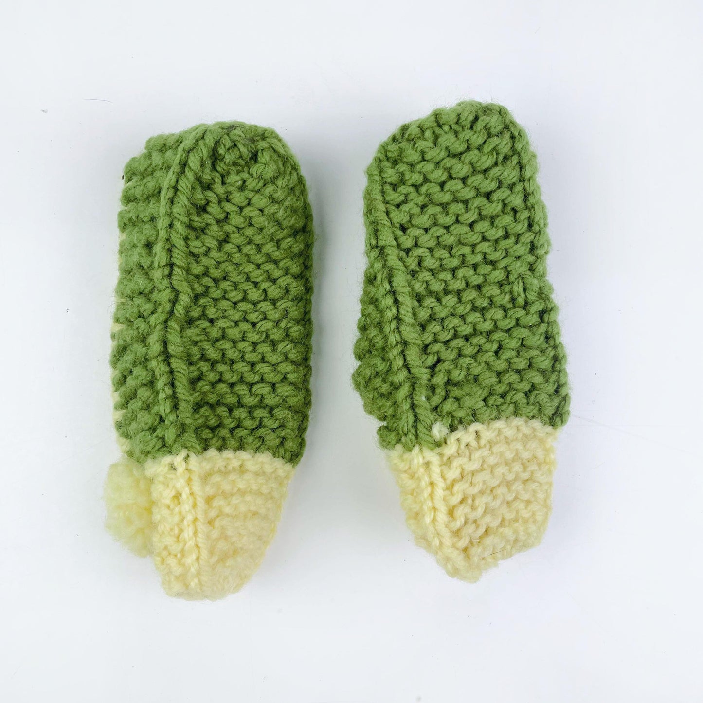handknit pom pom slippers - one size