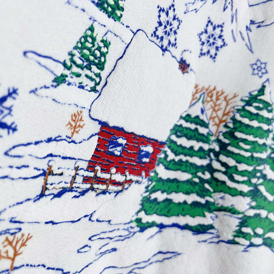 vintage lady footlocker reindeer cottage puff graphic crew - size large