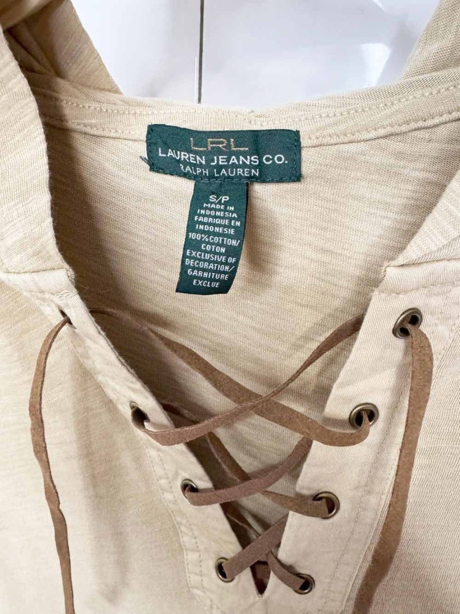 lauren ralph lauren leather lace up hooded long sleeve top - good market thrift store