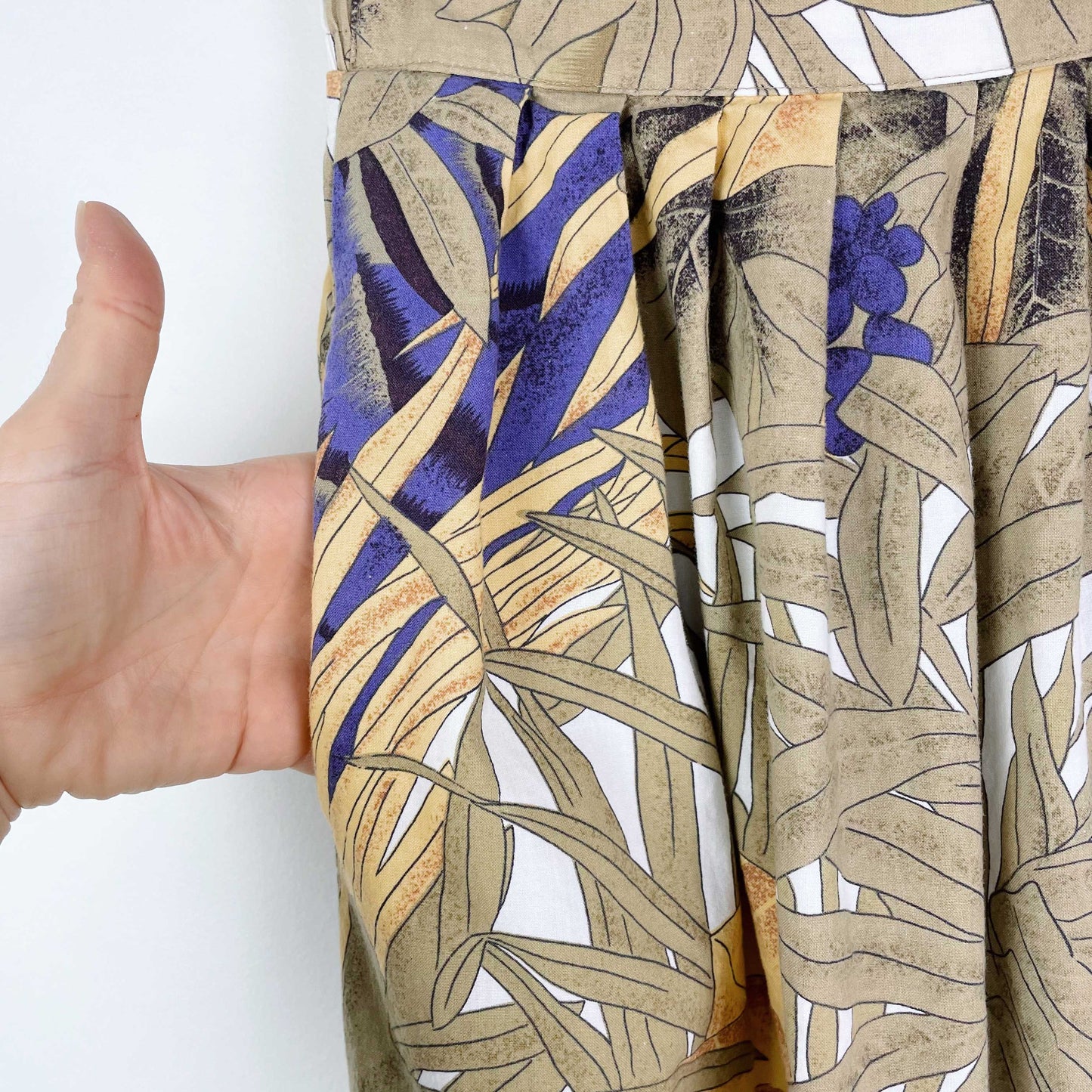 vintage conrad c tropical leaf midi skirt