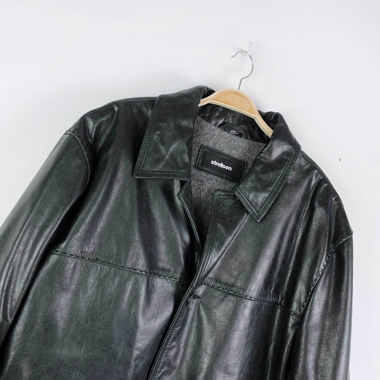 strellson minimal leather wool-lined jacket