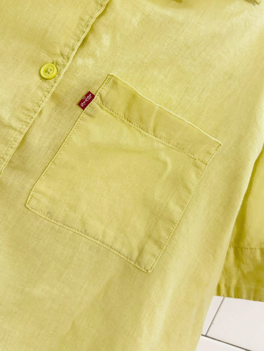 levi's linen - blend boxy full button shirt - good market thrift store