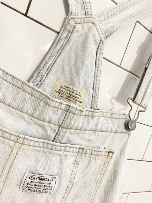 levi's white tab denim overall shorts - good market thrift store