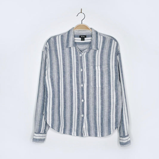 roots 2019 100% linen stripe shirt