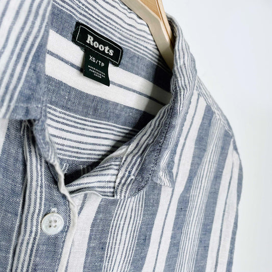 roots 2019 100% linen stripe shirt