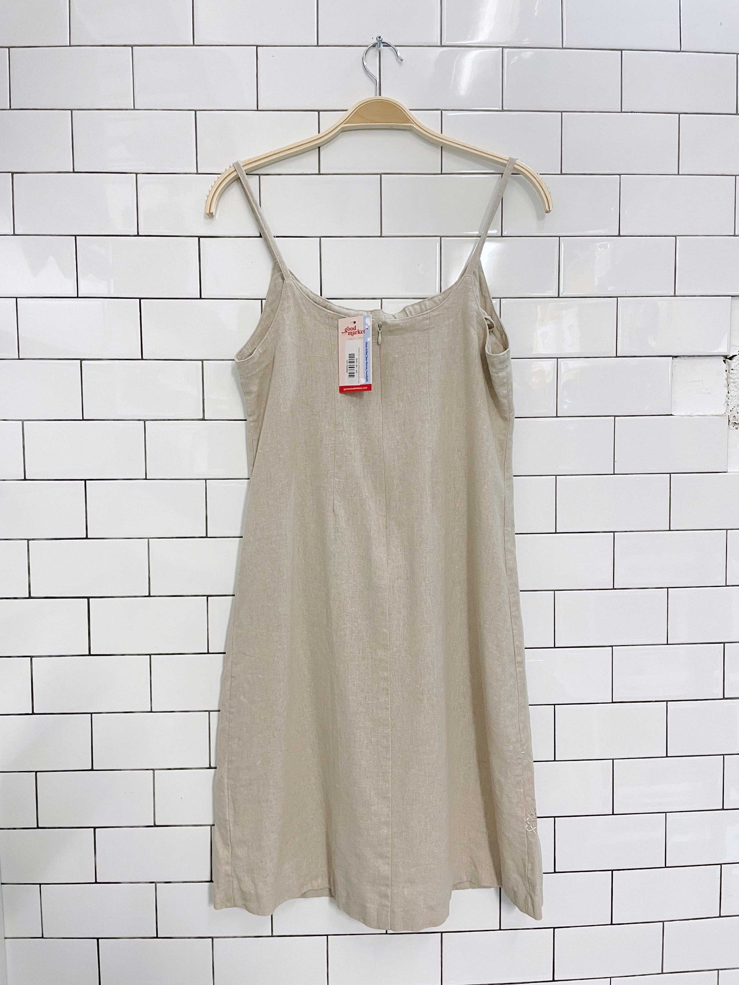 vintage 00s minimalist embroidered linen dress