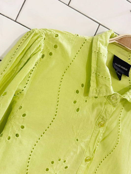 liv los angeles eyelet puff sleeve shirt - good market thrift store