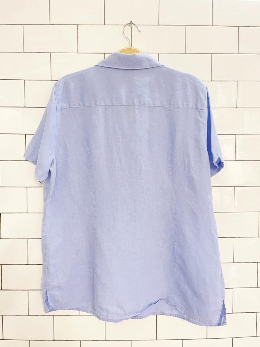 ll bean 100% linen full button short sleeve shirt - good market thrift store