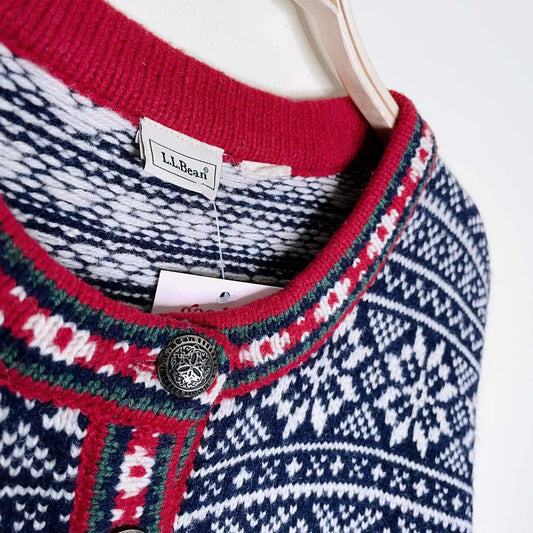 vintage ll bean nordic wool holiday sweater - size xl