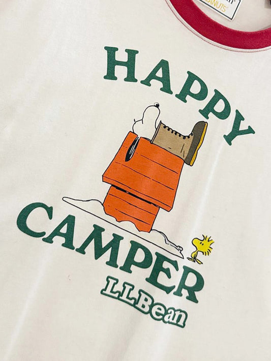 ll bean x peanuts snoopy happy camper raglan shirt - good market thrift store