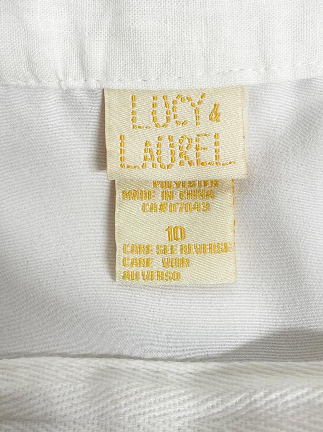 lucy & laurel linen-blend lace eyelet trim knee-length skirt - good market thrift store