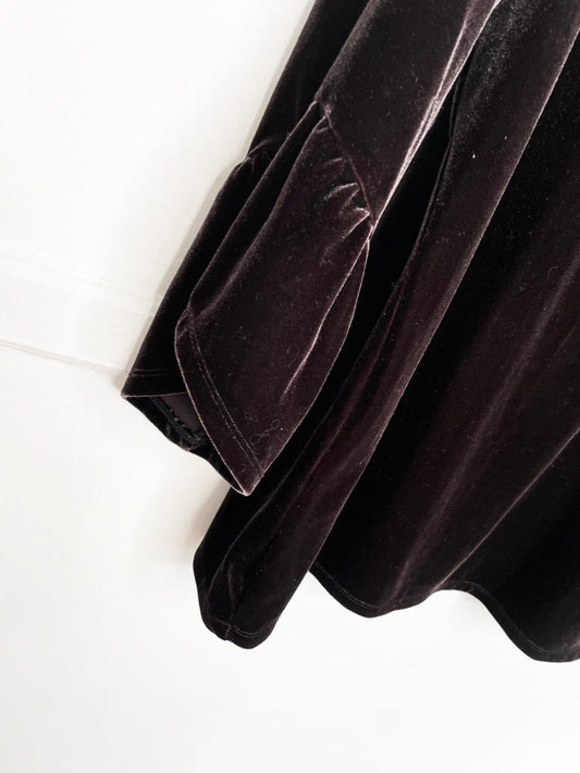 lyssé remy velvet ruffle sleeve top - good market thrift store