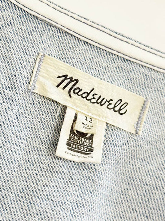 madewell cotton - hemp light wash denim fitted vest top - good market thrift store