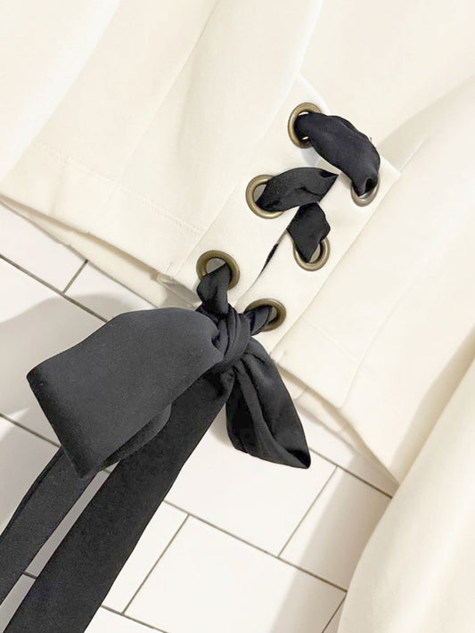 maeve tie - back ponte balloon sleeve pullover | anthropologie - good market thrift store