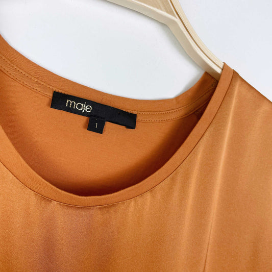 maje tola silk ruffle sleeve tee - size 1