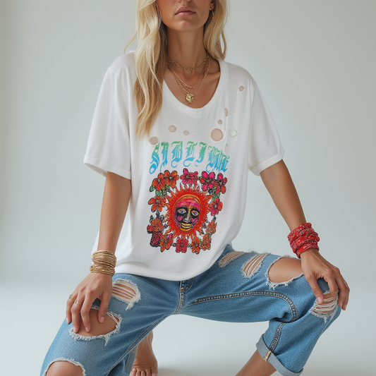 sublime oversized distressed sun t-shirt dress