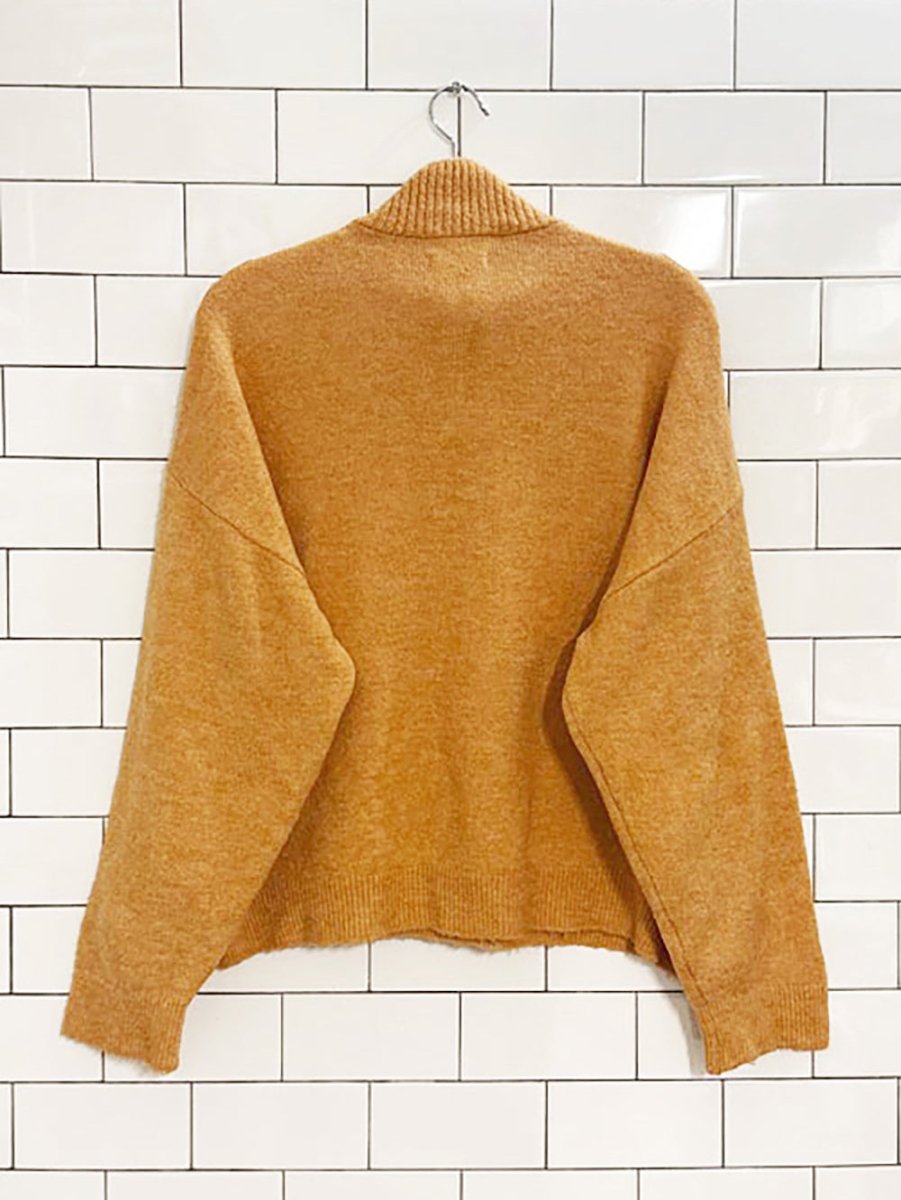 mango wool - blend 1/2 zip ribbed knit sweater - good market thrift store