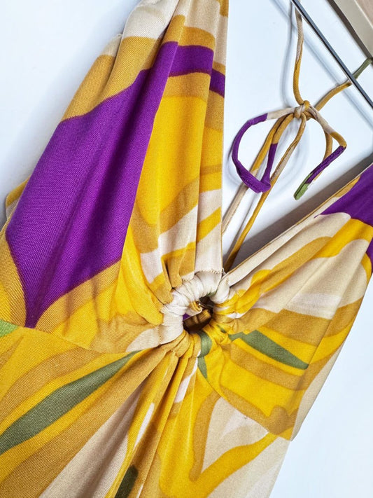 mara hoffman 100% silk keyhole halter resort dress | made in USA - good market thrift store