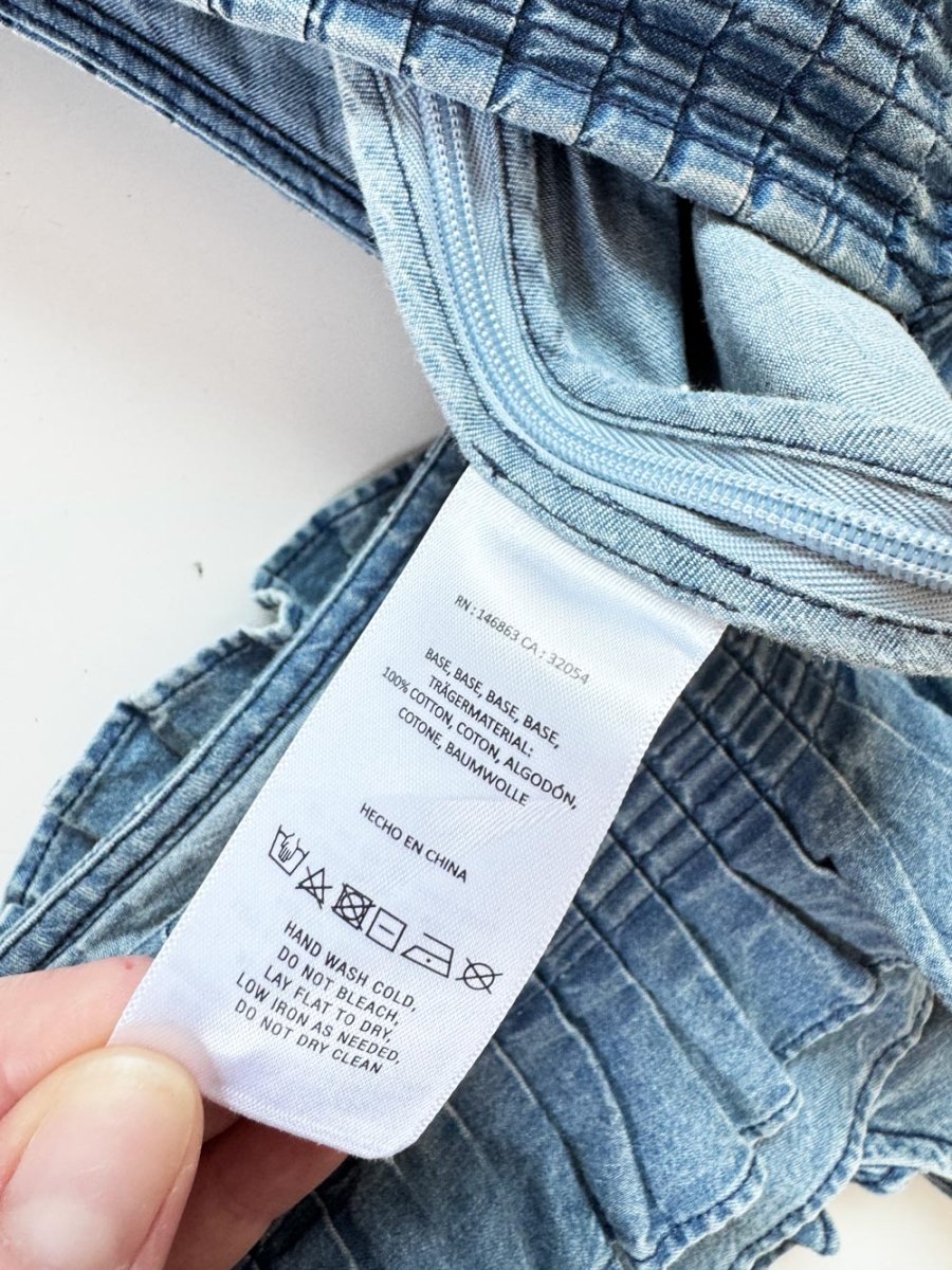mare mare x anthropologie ruffled denim sleeveless top - good market thrift store