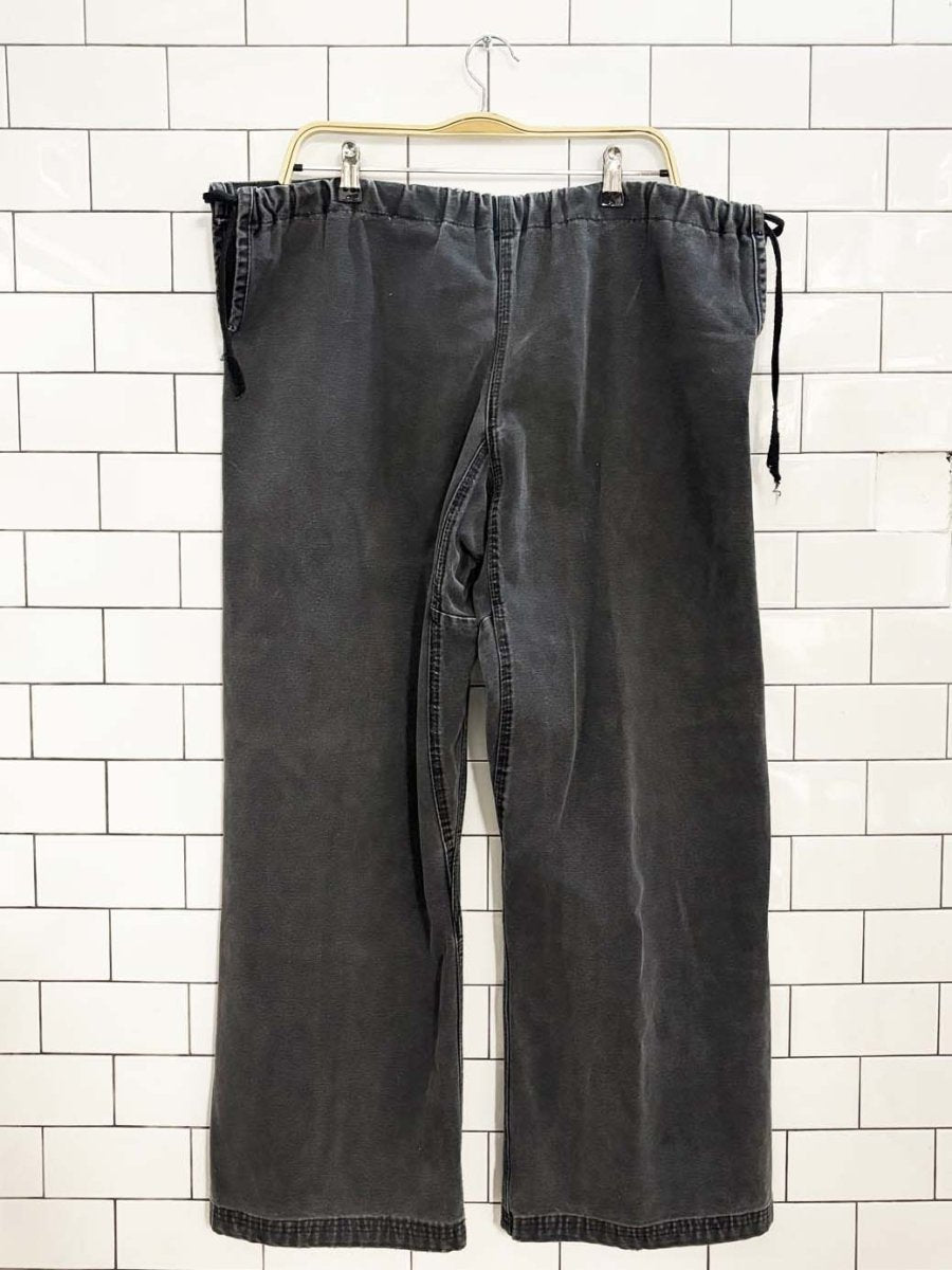 martial arts side tie faded canvas wide leg pants - good market thrift store