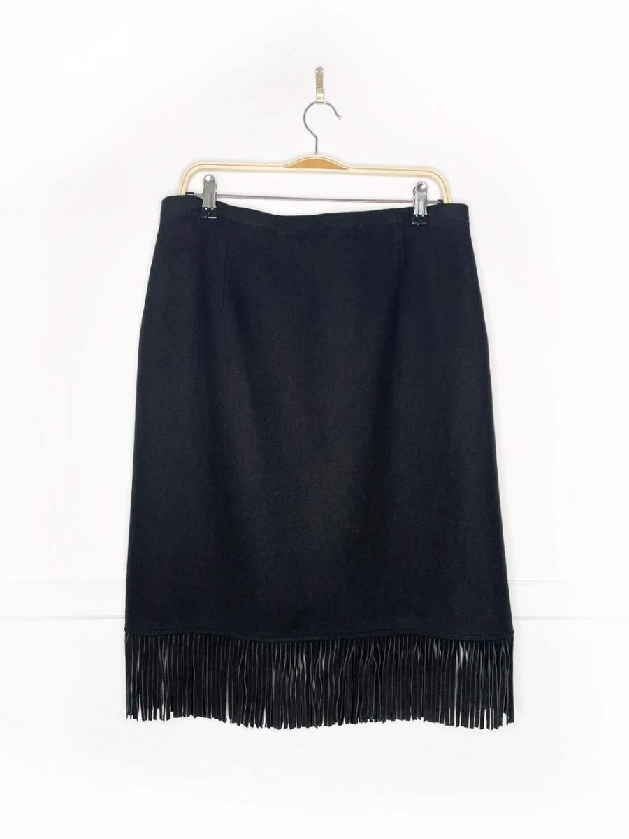 max mara wool - angora suede fringe wrap skirt | made in Italy - good market thrift store