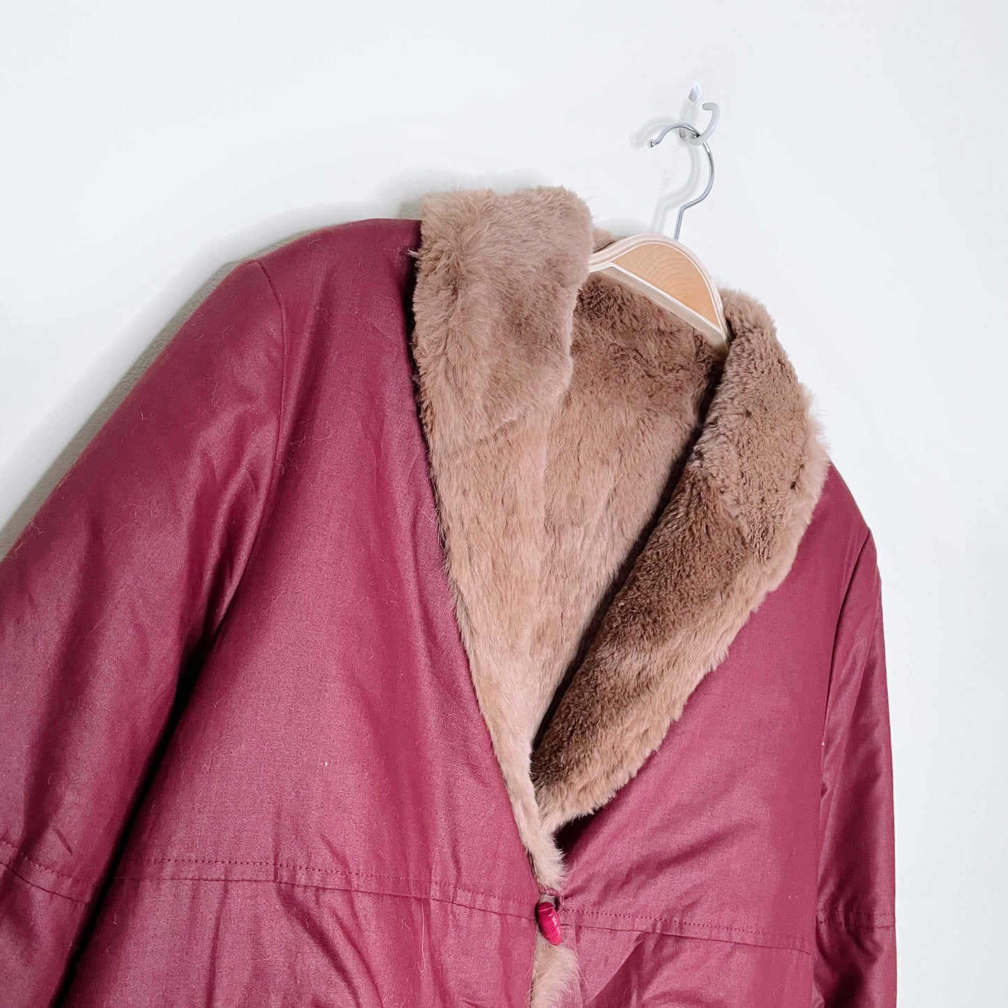 vintage mink lined bomber toggle jacket - size small