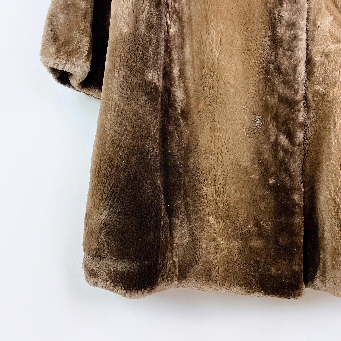 vintage brown shaved mink long coat with mink collar - size medium