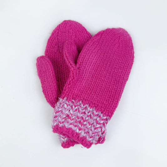handknit pink mittens - one size