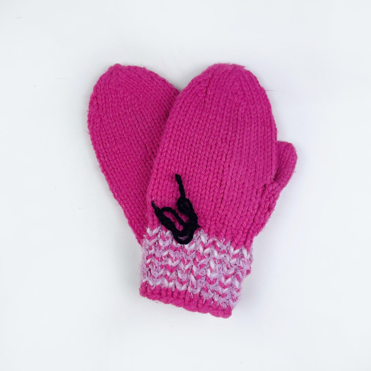 handknit pink mittens - one size
