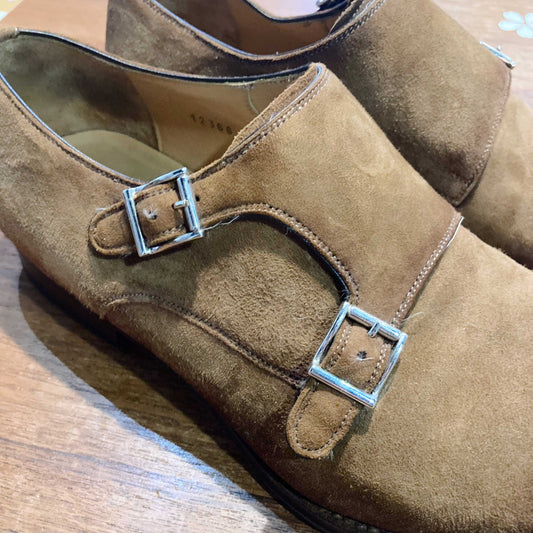 magnanni monk strap suede shoes - size 10.5